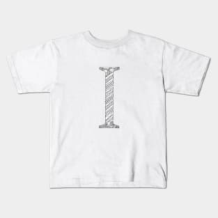 Henna Alphabet I / Henna Letter I - Black Henna Line Art Kids T-Shirt